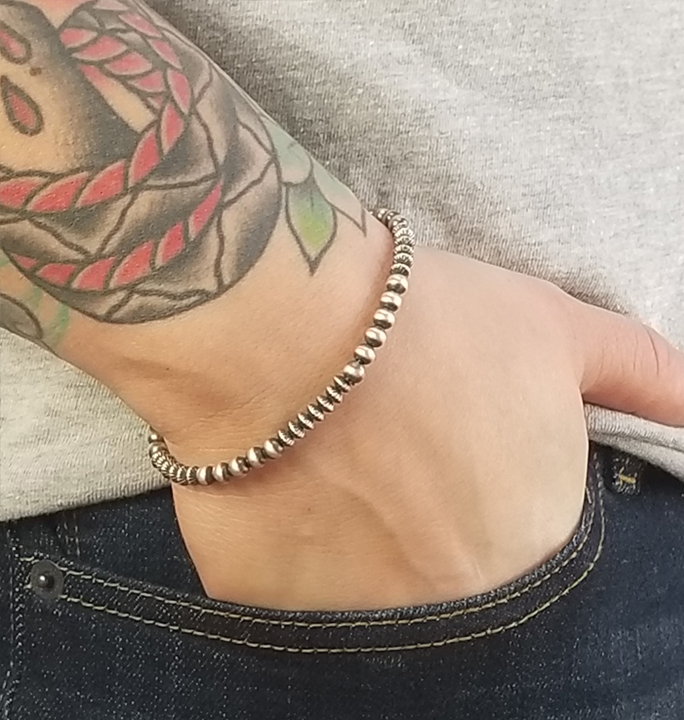 Men's Silver Bead Bracelet Everyday Bracelet USA