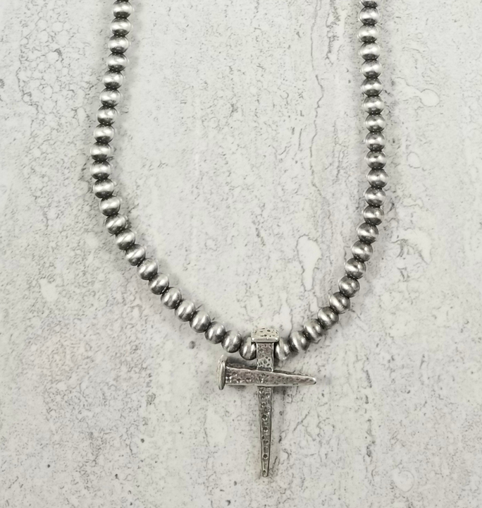 Hammered Nail Cross Necklace