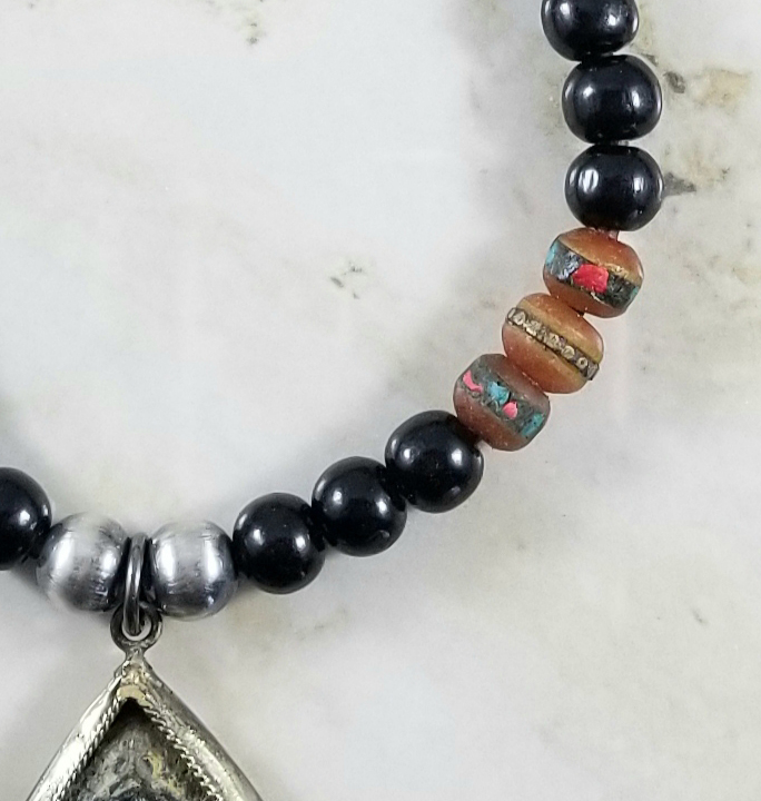 Men's Beaded Broach Mala Necklace For Ethnic Look