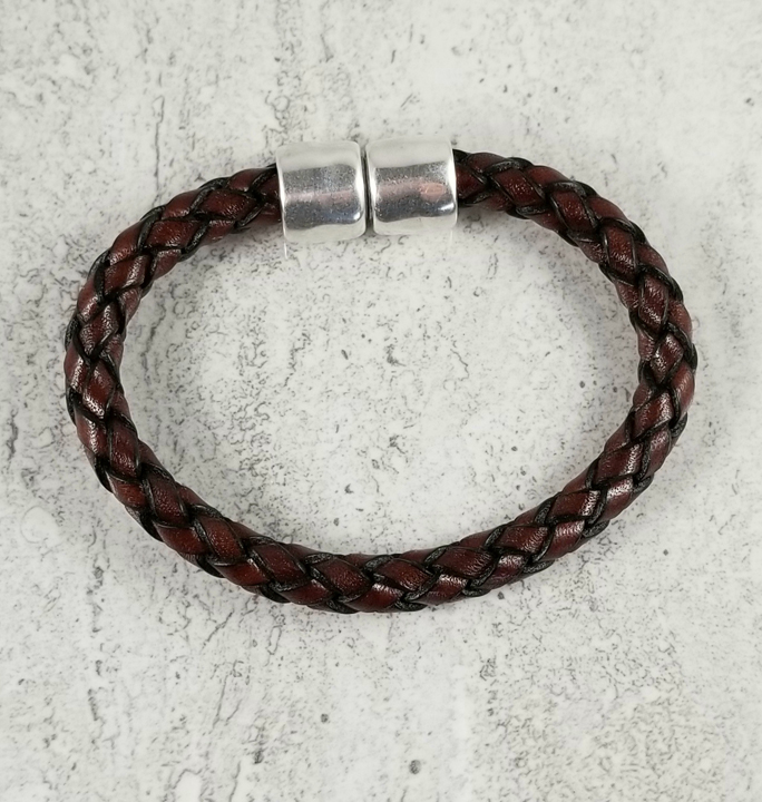 Brown Braided Italian Leather Bracelet
